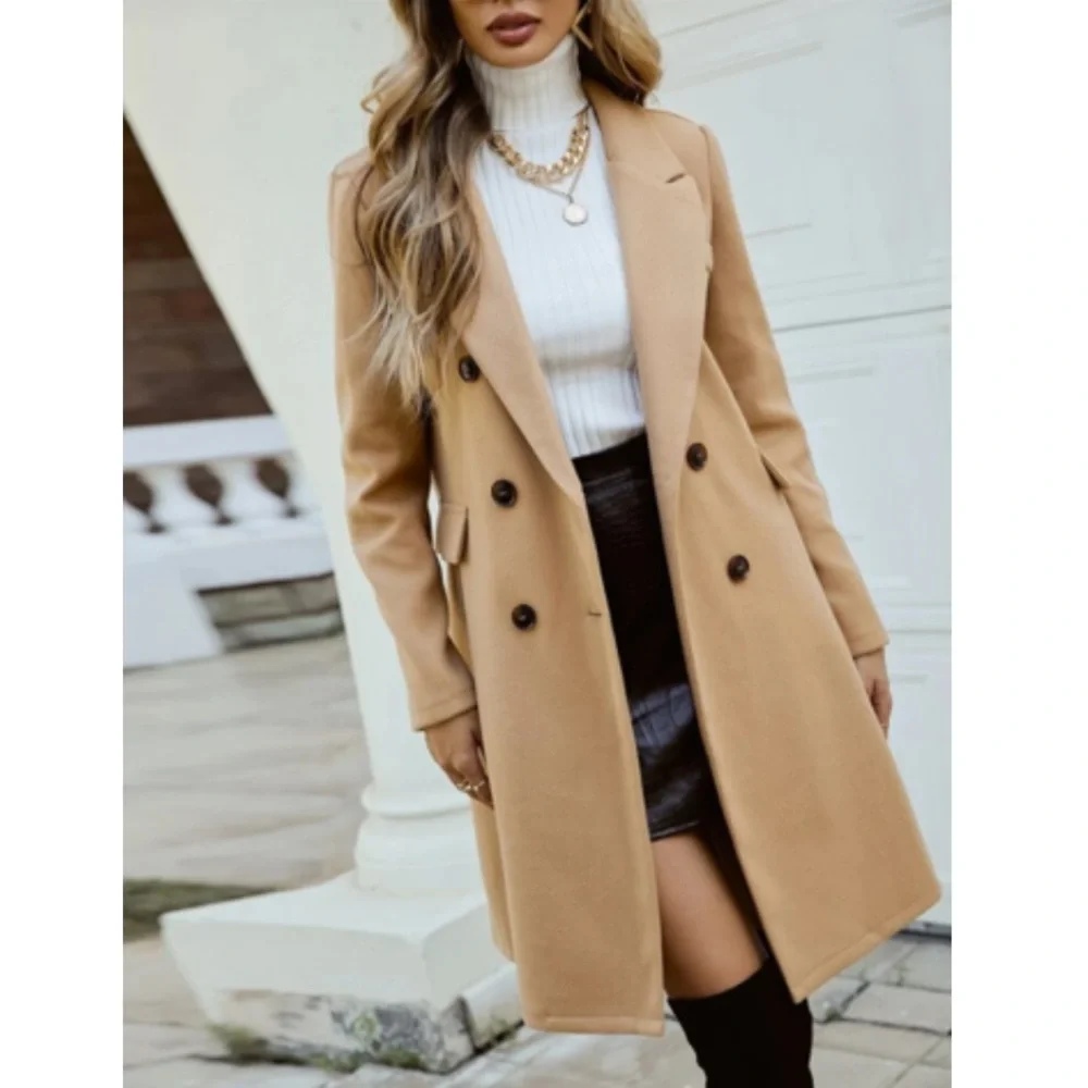 Boho tan camel double breasted coat - Picture 6 of 6